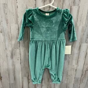 New! Tucker + Tate Evergreen Glitter Romper Velvet Velour 6 Months Girls